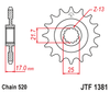 Zębatka Przednia JT JTF1381.16RB z Tłumikiem Drgań