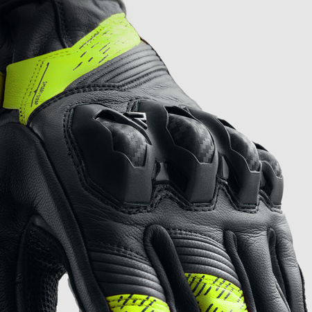Skórzane rękawice motocyklowe REBELHORN VIPER BLACK GREY FLUO YELLOW