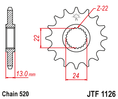 Zębatka Przednia JT JTF1126.16