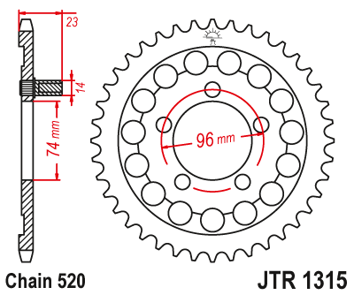 Zębatka Tylna JT JTR1315.40
