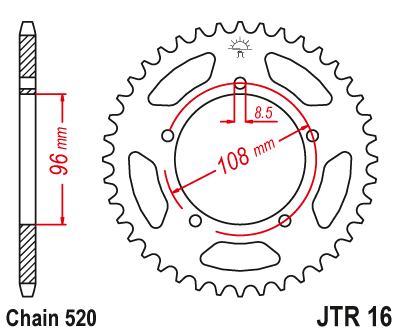 Zębatka Tylna JT JTR16.44