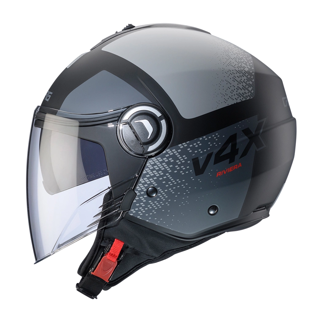 Kask otwarty motocyklowy CABERG RIVIERA V4X ALPHA Czarno-szary mat