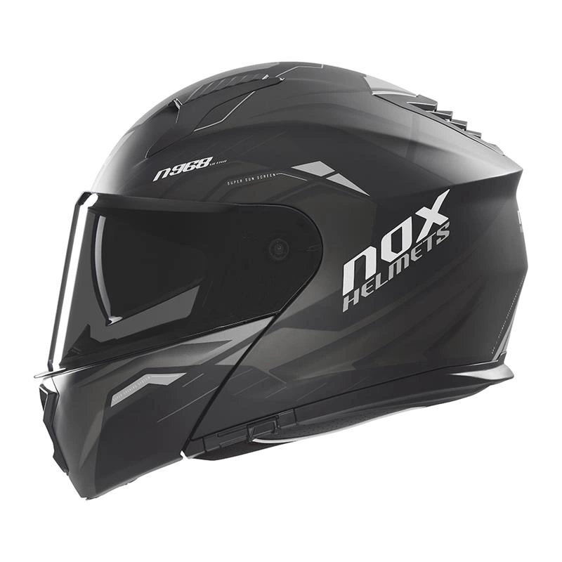 Kask szczękowy motocyklowy NOX N968 ULTRA Czarno-tytanowy mat
