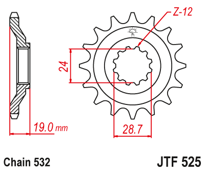 Zębatka Przednia JT JTF525.17