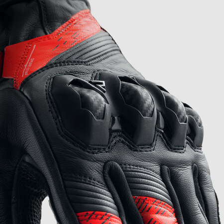 Skórzane rękawice motocyklowe REBELHORN VIPER BLACK GREY FLUO RED