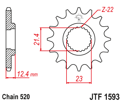 Zębatka Przednia JT JTF1593.14