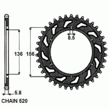 Zębatka Tylna Sunstar Aluminiowa SUNR5-3631-50