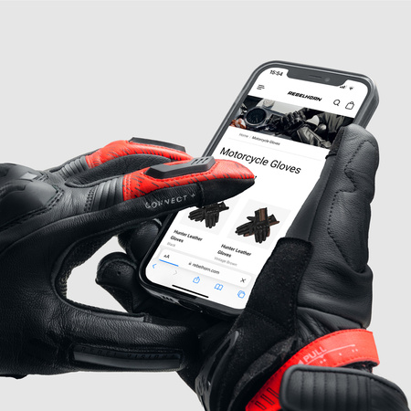 Skórzane rękawice motocyklowe REBELHORN VIPER BLACK GREY FLUO RED