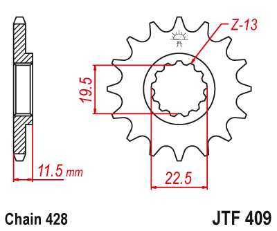 Zębatka Przednia JT JTF409.15