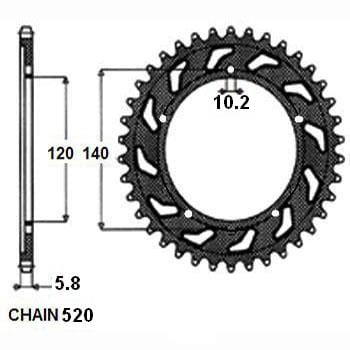 Zębatka Tylna Sunstar Aluminiowa SUNR5-3500-45