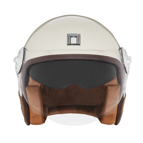 Kask otwarty motocyklowy NOX NP105 HERITAGE LEATHER Kremowy