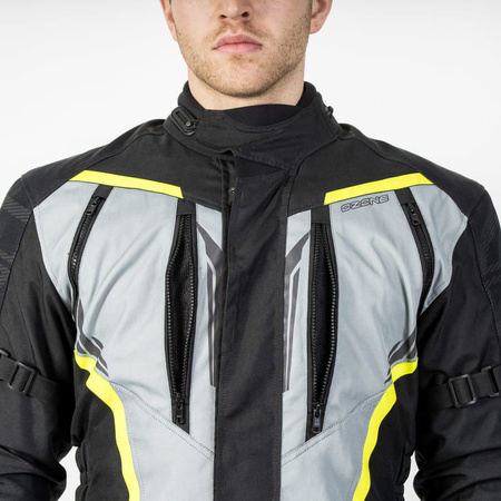 Męska Kurtka Motocyklowa Ozone Tour III Black Grey Fluo