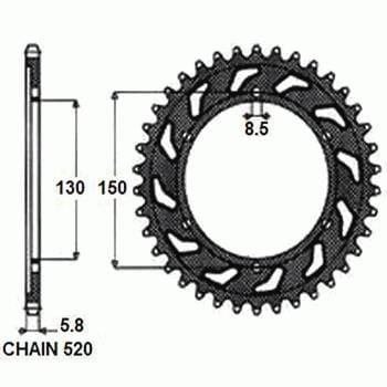 Zębatka Tylna Sunstar Aluminiowa SUNR5-3592-49BK