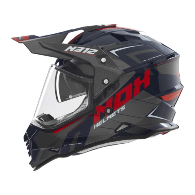 Kask off-roadowy motocyklowy NOX N312 Czarno-niebiesko-czerwony