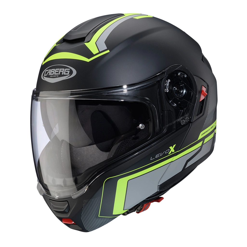 Kask szczękowy motocyklowy CABERG FLIP-UP LEVO X ELITE Czarno-szaro-żółty