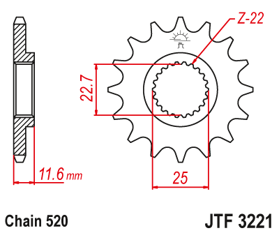 Zębatka Przednia JT JTF3221.12