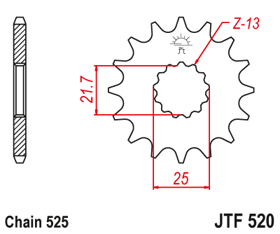 Zębatka Przednia JT JTF520.16RB z Tłumikiem Drgań
