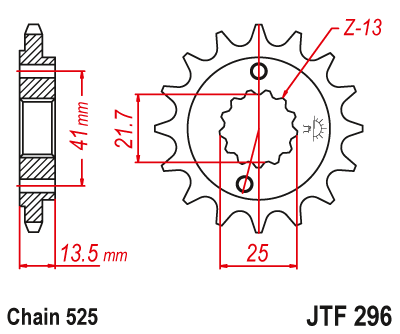 Zębatka Przednia JT JTF296.15RB z Tłumikiem Drgań
