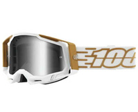 GOGLE 100 PROCENT CROSS/ENDURO RACECRAFT 2 MAYFAIR BIAŁY ZŁOTY SZYBA SREBRNE LUSTRO