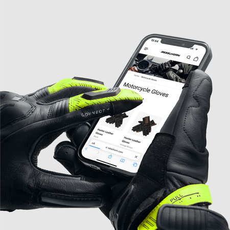 Skórzane rękawice motocyklowe REBELHORN VIPER BLACK GREY FLUO YELLOW
