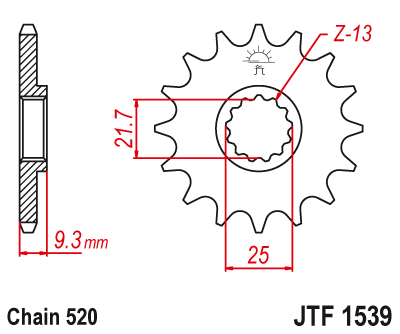 Zębatka Przednia JT JTF1539.14