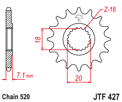 Zębatka Przednia JT JTF427.13SC