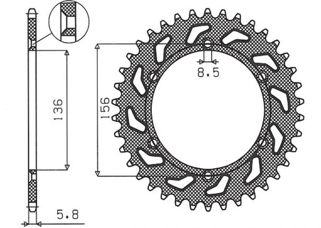 Zębatka Tylna Sunstar SUNR1-3631-38