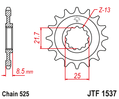 Zębatka Przednia JT JTF1537.17RB z Tłumikiem Drgań