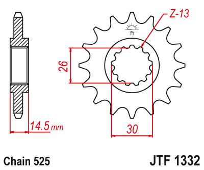 Zębatka Przednia JT JTF1332.15RB z Tłumikiem Drgań