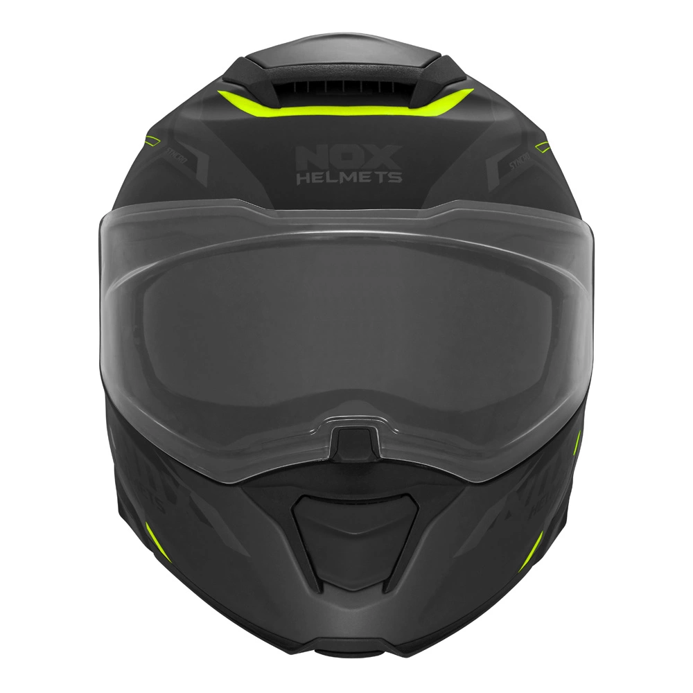 Kask szczękowy motocyklowy FLIP-UP NOX N967 SYNCHRO Czarno-żółto-szary