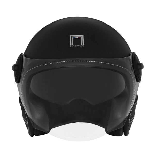 Kask otwarty motocyklowy NOX NP105 HERITAGE LEATHER Czarny mat