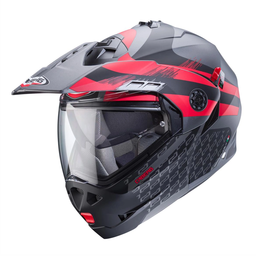 Kask szczękowy motocyklowy CABERG FLIP-UP ENDURO TOURMAX X SARABE Szaro-czarno-czerwony