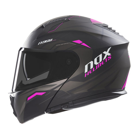 Kask Szczękowy Motocyklowy NOX N968 ULTRA BLACK PINK MATT