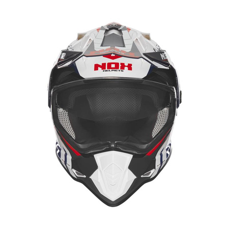 Kask Off-roadowy Motocyklowy NOX DUOSPORT N312 WHITE BLUE RED