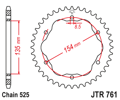 Zębatka Tylna JT JTR761.43