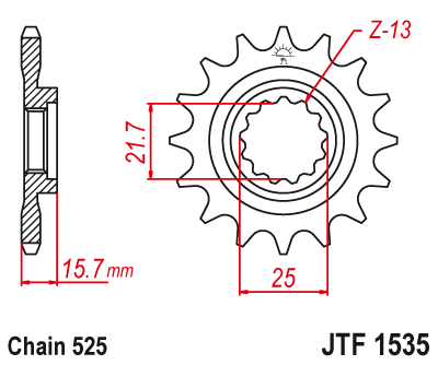 Zębatka Przednia JT JTF1535.15RB z Tłumikiem Drgań
