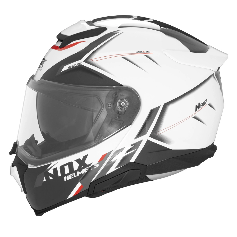 Kask szczękowy motocyklowy FLIP-UP NOX N967 SYNCHRO Biało-czerwony