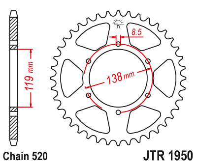 Zębatka Tylna JT JTR1950.48