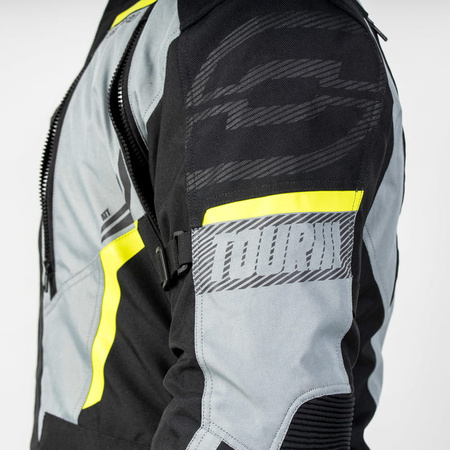 Męska Kurtka Motocyklowa Ozone Tour III Black Grey Fluo