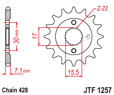 Zębatka Przednia JT JTF1257.14