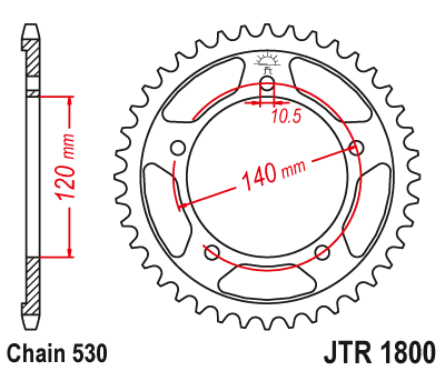 Zębatka Tylna JT JTR1800.42