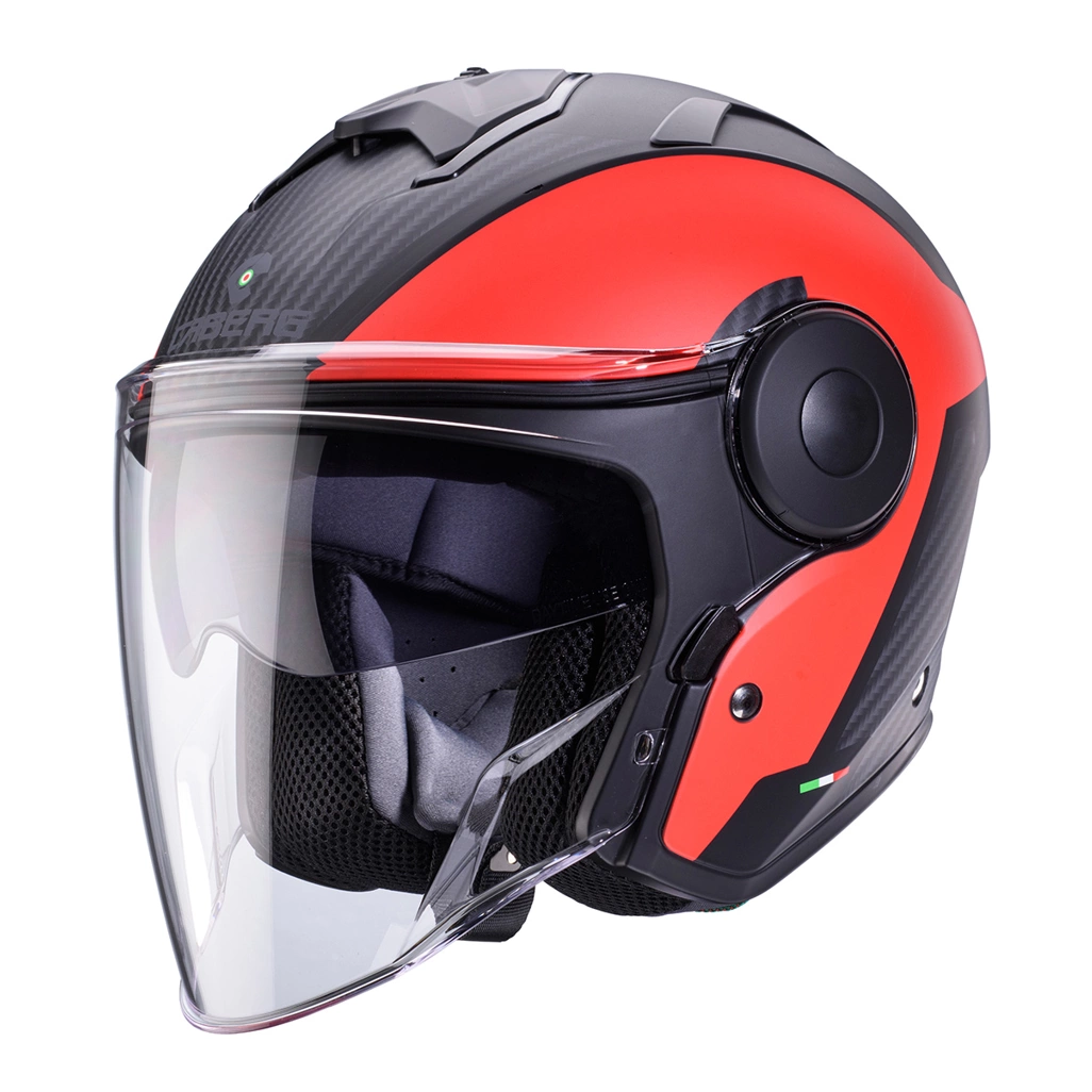 Kask otwarty motocyklowy CABERG JET SOHO MILANO Czarno-czerwony