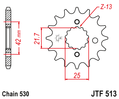 Zębatka Przednia JT JTF513.18RB z Tłumikiem Drgań