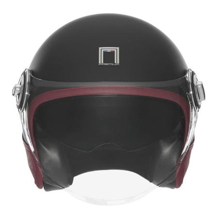 Kask Otwarty Motocyklowy NOX NP105 HERITAGE LEATHER BLACK RED MATT