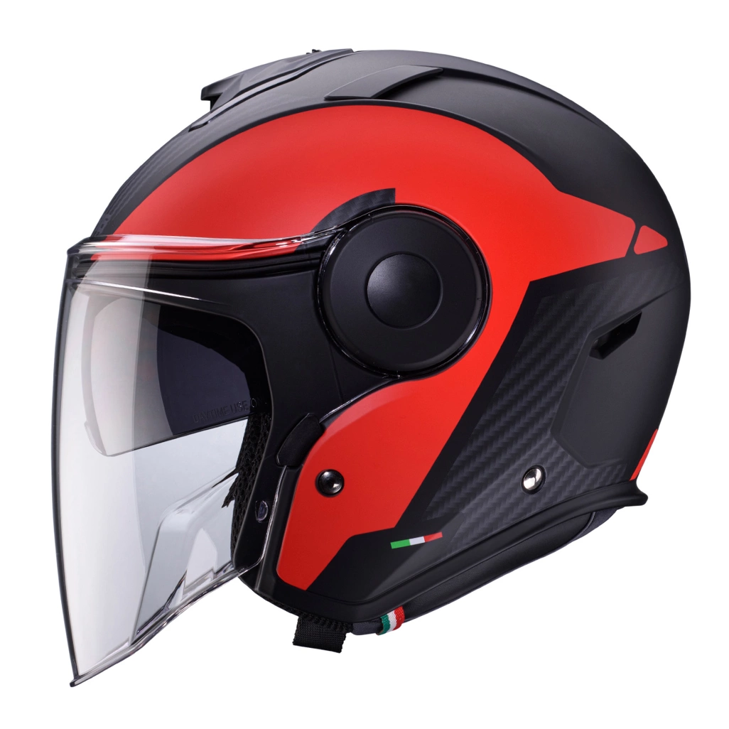 Kask otwarty motocyklowy CABERG JET SOHO MILANO Czarno-czerwony