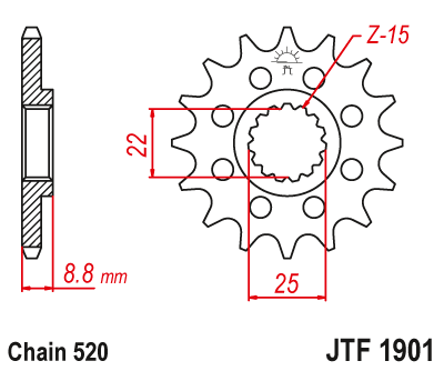 Zębatka Przednia JT JTF1901.14
