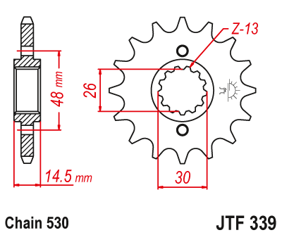 Zębatka Przednia JT JTF339.17RB z Tłumikiem Drgań