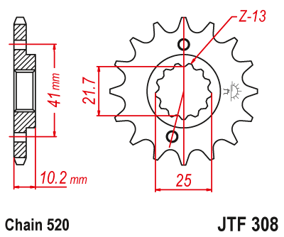 Zębatka Przednia JT JTF308.14RB z Tłumikiem Drgań