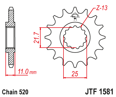 Zębatka Przednia JT JTF1581.13