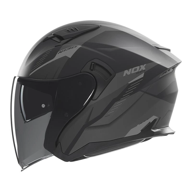 Kask otwarty motocyklowy NOX N130 MYST Czarno-srebrny mat